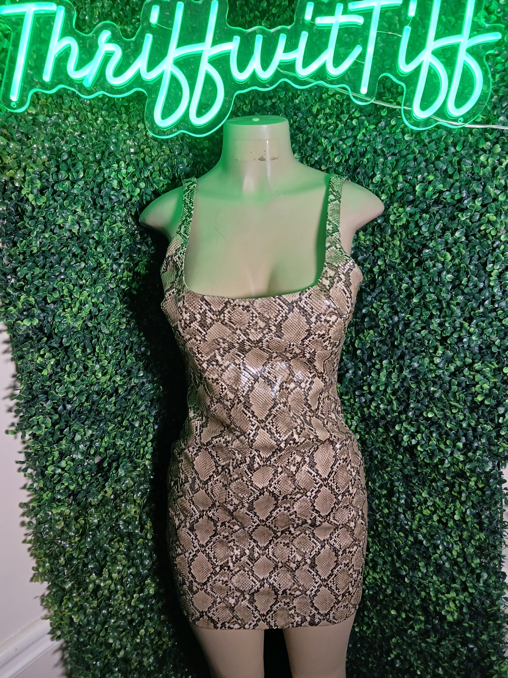 Zara Beige and Black Snakeskin Mini Dress